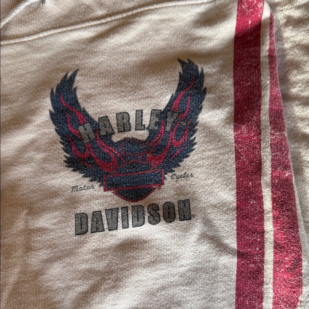 Harley-Davidson Cream Pants with Red and Black Graphics Flare Leg - Picture 4 of 8